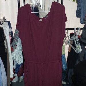 Burgundy Short Sleeve Romper